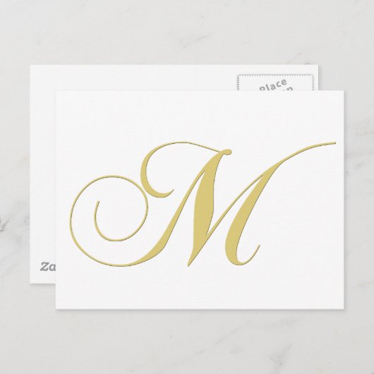 Monogram Letter M Golden Single Briefkaart (Voorkant / Achterkant)