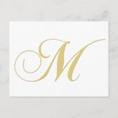 Monogram Letter M Golden Single Briefkaart (Voorkant)