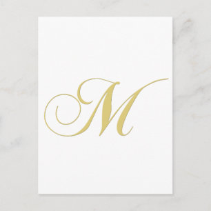 Monogram Letter M Golden Single Briefkaart
