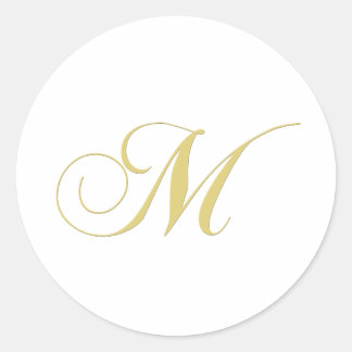 Monogram Letter M Golden Single Ronde Sticker