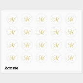 Monogram Letter M Golden Single Ronde Sticker (Vel)