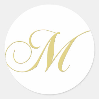 Monogram Letter M Golden Single Ronde Sticker