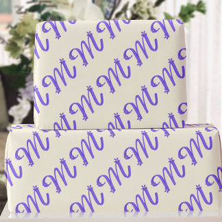Monogram Letter M Paarse Crème Wrapping Paper Cadeaupapier