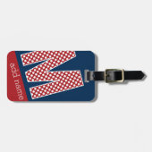 Monogram Letter M - Rode en witte pooldots Bagagelabel (Voorkant horizontaal)