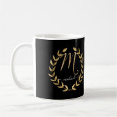 Monogram Letter M Script Black n Gold Name Koffiemok (Links)