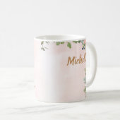 Monogram Letter M Waterverf Floral Coffee Mok (Voorkant rechts)