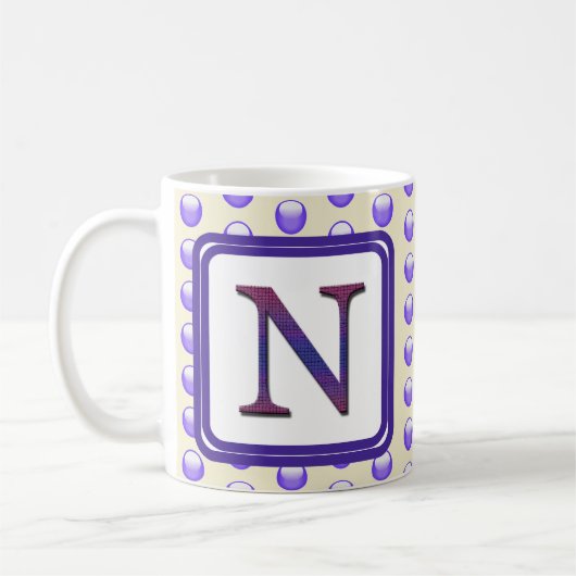 Monogram Letter N Blue Polka Dot Name Initiaal Koffiemok (Links)