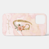 Monogram Letter O bloemenschrift Gouden Waterverf Case-Mate iPhone Case (Achterkant (horizontaal))