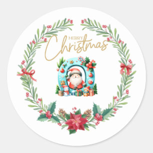 Monogram letter O, Kerstkrans w / Sinterklaas Ronde Sticker
