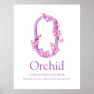 Monogram letter O orchidee naam waterverf kinder k Poster