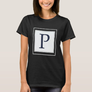 Monogram Letter P Alfabet P Initiaal Navyblauw T-shirt