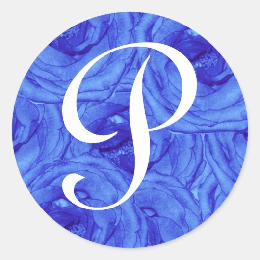 Monogram Letter P Blue Roos Sticker (Voorkant)