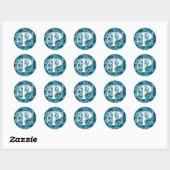 Monogram Letter P Blue Rozen Sticker (Vel)