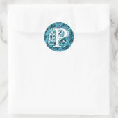 Monogram Letter P Blue Rozen Sticker (Tas)
