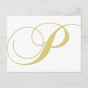 Monogram Letter P Golden Single Briefkaart