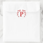 Monogram letter P rode bladeren Ronde Sticker (Tas)