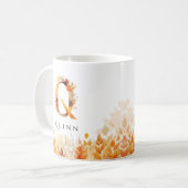 Monogram Letter Q Herfstbladeren Initiaal Koffiemok (Voorkant links)