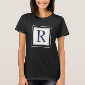 Monogram Letter R Alphabet R Initiaal Navy Blue T-shirt (Voorkant)