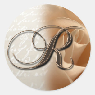 Monogram Letter R Bruiloft Envelop Afdichting Ronde Sticker