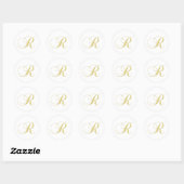 Monogram Letter R Golden Single Ronde Sticker (Vel)