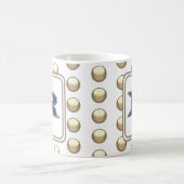 Monogram Letter R Polka Dot Bold Blue Initiaal Koffiemok (Center)