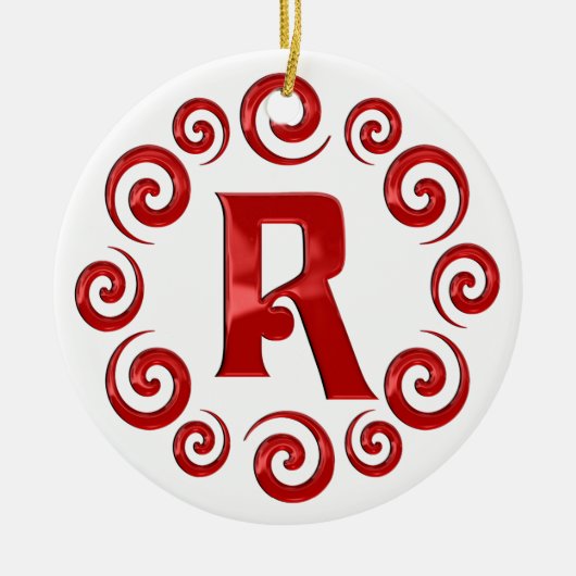 Monogram Letter R Rood Keramisch Ornament (Voorkant)