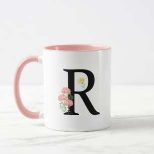 Monogram Letter R waterverf bloemen moderne film Mok