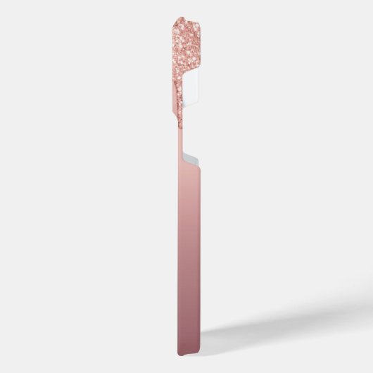 Monogram Letter Roos Blush Glitter iPhone Case iPhone Hoesje (Linkerkant)