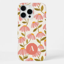 Monogram Letter Roze Bloemen Daisies Patroon 