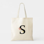 Monogram Letter S aquarel bloemen roze boeket  Tote Bag (Achterkant)