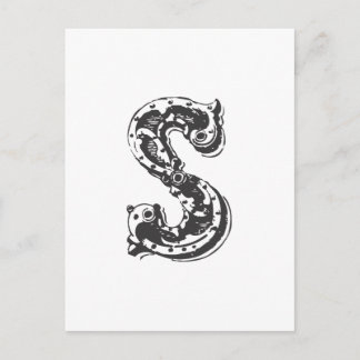 Monogram Letter S in zwart Briefkaart