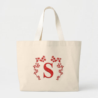 Monogram Letter S Red Leaves Grote Tote Bag
