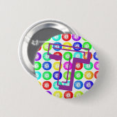 Monogram Letter T Multicolor Dandelions Button (Voorkant /achterkant)