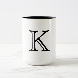 Monogram letter tweekleurige koffiemok