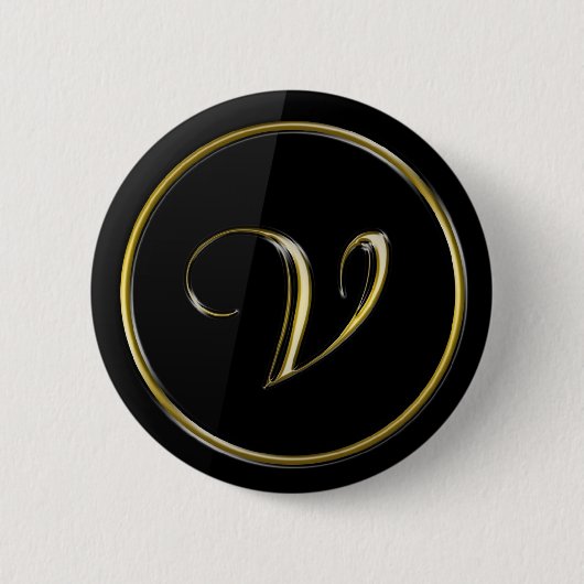 Monogram "Letter V" Ronde Button 5,7 Cm (Voorkant)
