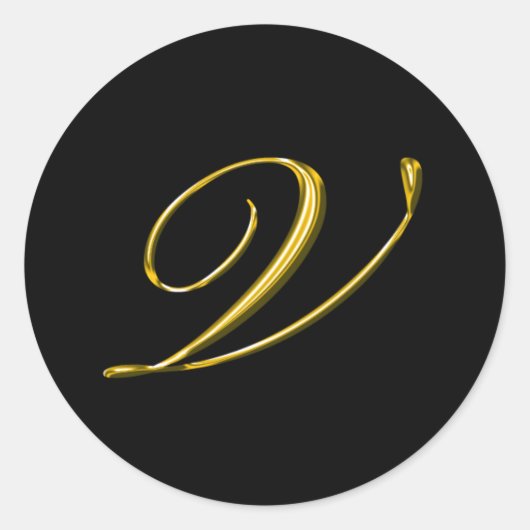 Monogram Letter V Wedding Envelope Seal Ronde Sticker (Voorkant)