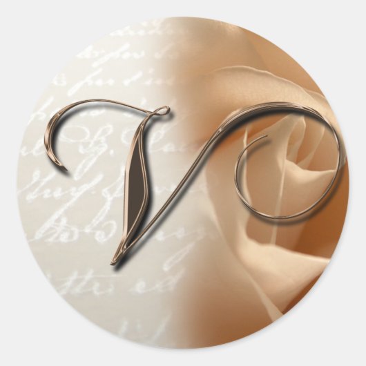 Monogram Letter V Wedding Envelope Seal Ronde Sticker (Voorkant)