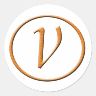 Monogram Letter V Wood look Ronde Sticker
