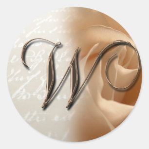 Monogram Letter W Bruiloft Envelop Sticker