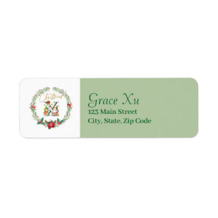 Monogram Letter X :Kerstkrans w / Kerstman Etiket
