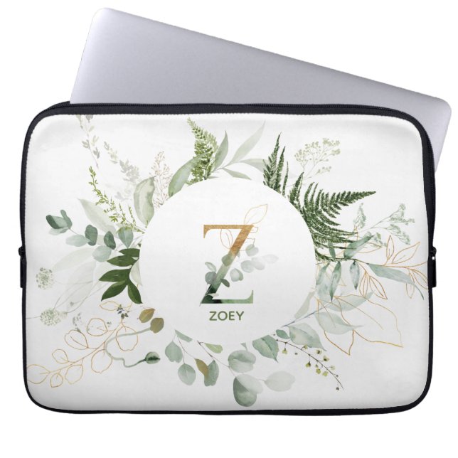 Monogram Letter Z Foliage Wreater-laptophoes Laptop Sleeve (Voorkant)