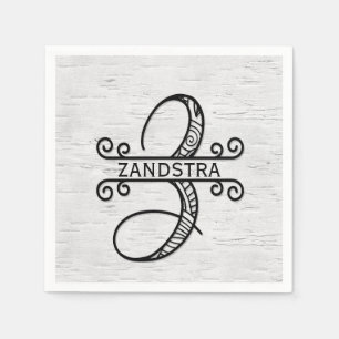 Monogram Letter Z met familienaam Servet