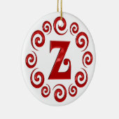 Monogram Letter Z Red Keramisch Ornament (Rechts)