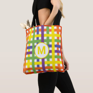 Monogram Letter Zomer Strand Pret Regenboog Schotl Draagtas