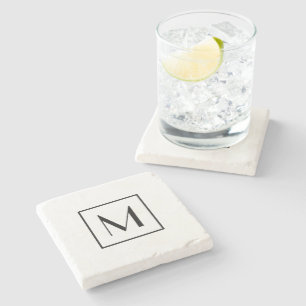 Monogram Letter zwart, wit, minimaal Stenen Onderzetter