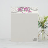 Monogram Letterhead Gray en Raspberry Briefhoofd (Staand voorkant)