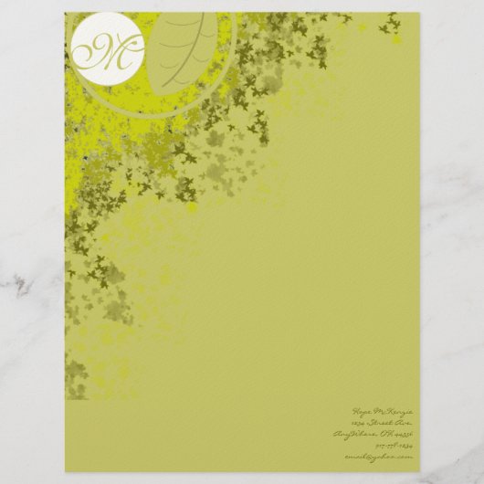Monogram Letterhead Limoen Leaves Briefhoofd Ontwerp (Voorkant)