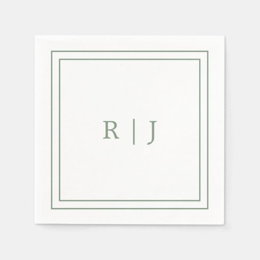 Monogram Letters Initiaal Sage Green Eenvoudige br Servet (Voorkant)