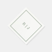 Monogram Letters Sage Green Elegant Wedding Servet (Hoek)