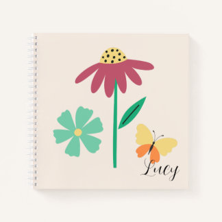 Monogram leuk botanisch voor meisjes roze notitieboek